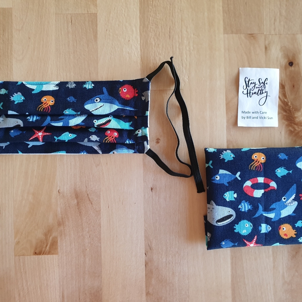 Shark Mask, Washable, Reusable, Elastic Ties